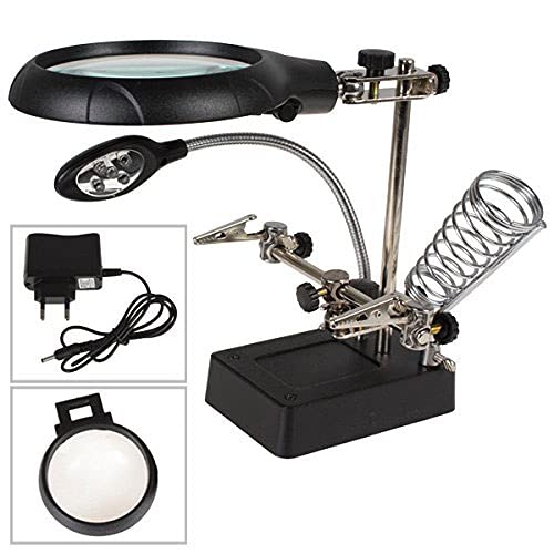 Neon 2.5X 7.5X 10X LED Light Magnifier & Desk Lamp Helping Hand Repair Clamp Alligator Auxiliary Clip Stand Desktop Magnifying Glasses - LeoForward Australia