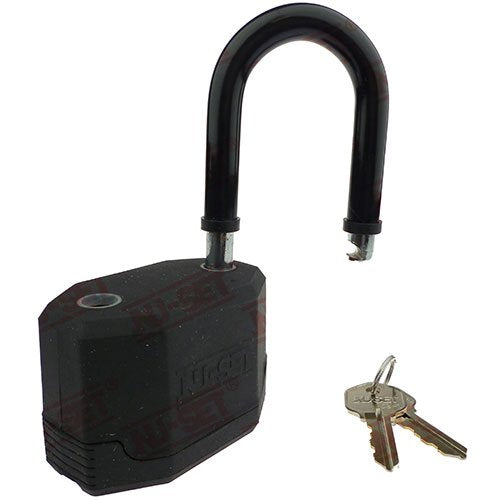  [AUSTRALIA] - NU-SET 5362L-3 3-1/4-Inch Weather-Proof Hardened Shackle Dual Ball Locking Laminated Steel Padlock with Vinyl Cover, Keyway, 3-1/4 Inch, Black Long Shackle