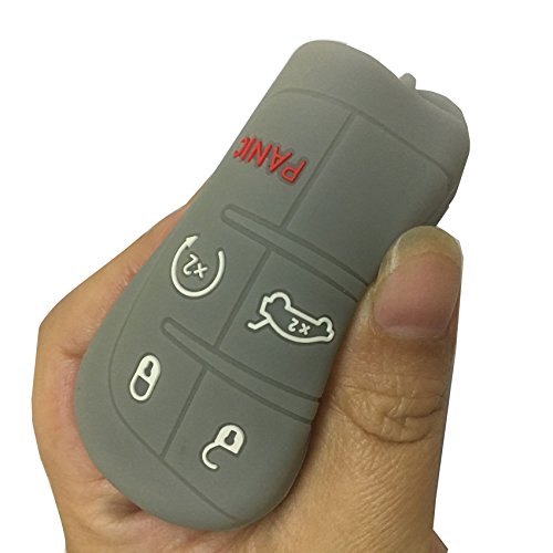  [AUSTRALIA] - KEMANI Silicone Case Protect Holder Cover For Fiat Remote Smart Key 5 Buttons (No key) (Grey) Grey