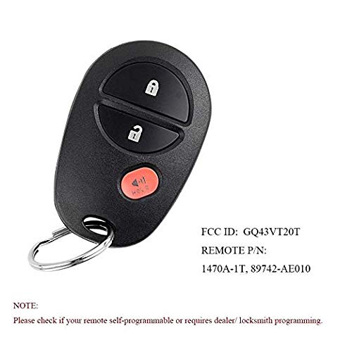  [AUSTRALIA] - BESTHA Car Key Fob Keyless Entry Remote for Toyota Tacoma Tundra Sienna Sequoia Highlander GQ43VT20T 3-Btn