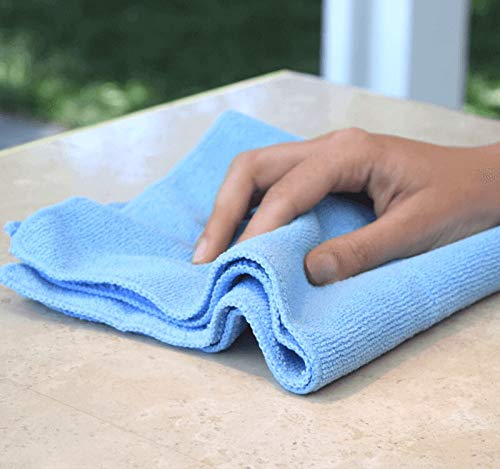  [AUSTRALIA] - The Rag Company (12 Pack) Premium 12 x 12 Microfiber Terry Towel, Light Blue