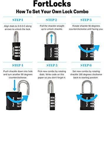  [AUSTRALIA] - FortLocks Padlock - 4 Digit Combination Lock for Gym Outdoor & School Locker, Fence, Case & Shed – Heavy Duty Resettable Set Your Own Combo – Waterproof & Weatherproof (2 Pack - Black) 2 Pack - Black