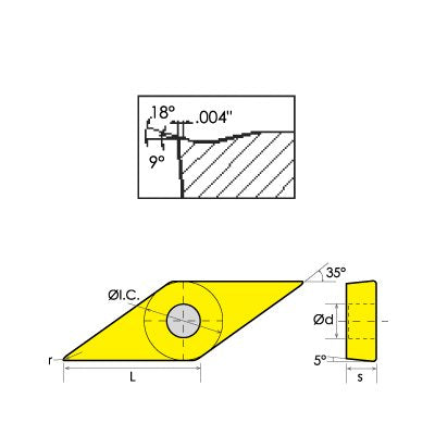 HHIP 6005-2332 VBMT/HM 35 Degree Diamond Positive Rake Carbide Insert, 3/8" IC.0315" Radius 3/8" IC, 0.0315" Radius - LeoForward Australia