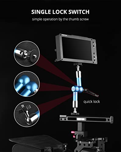  [AUSTRALIA] - Adjustable Articulating Magic Arm with 1/4" Thread Screw Aluminum for LCD Monitor LED Lights Microphone (11", Blue) 11"