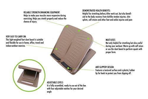 StrongTek Portable Slant Board, Adjustable Incline Boards, Calf Stretcher, Foot Stool Brown - LeoForward Australia