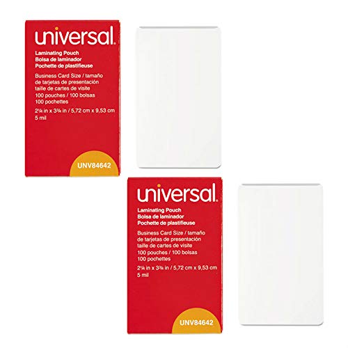  [AUSTRALIA] - Universal UNV84642 100 per Box Clear Laminating Pouches, 2 1/4-Inch x 3 3/4-Inch - 2 pack