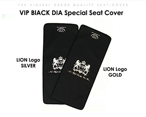  [AUSTRALIA] - VIP Premium Black Car Seat Covers Mat Lion Silver Stitch Logo for All Motors Auto Vehicle Seatcover (1pack)