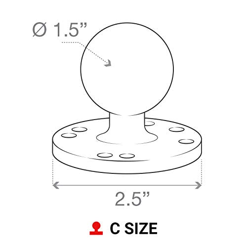 RAM Mounts Round Plate with Ball RAM-202U with C Size 1.5" Ball - LeoForward Australia