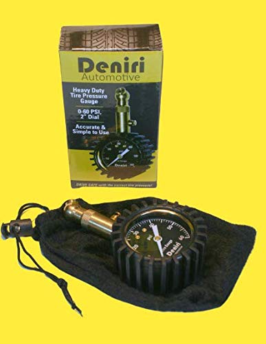 Deniri Heavy Duty Tire Pressure Gauge – 0-60 PSI, Cars, Trucks, Motorcycles, RV's ATV's, Lawn Tractors, Bicycles, etc. - Certified ANSI B40.1 Accurate. Equipped with Built-in Air Bleeder, Solid Brass - LeoForward Australia