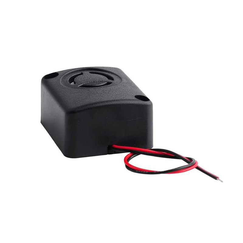  [AUSTRALIA] - 12V DC Black Mini Piezo Alarm Siren 110dB and 9 V Battery Clip Connector Long Cable Connection Hard Shell Black Red Connector (T Type)