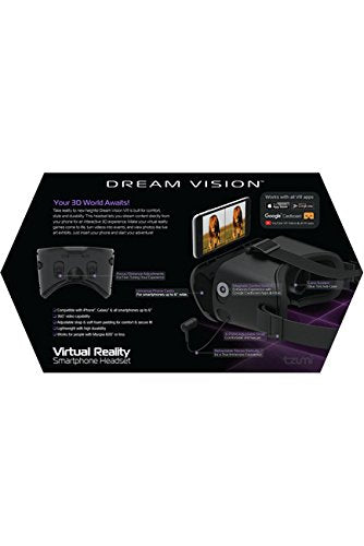  [AUSTRALIA] - Tzumi Dream Vision Virtual Reality Smartphone Headset, Retracteable Built-in Ear Buds,fits all phones up to 6 inch, 360 Video Capability, Lightweight with high durability, Works with all VR apps. Blk