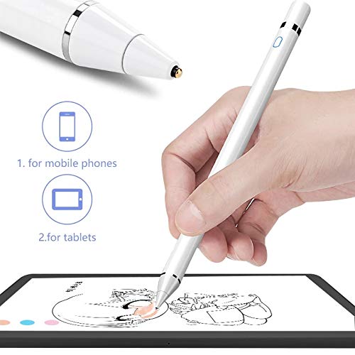 Stylus Pens for Touch Screens, Active Stylus Rechargeable Fine Point Stylist Pen Pencil Compatible with Apple and Other Tablets (White) White - LeoForward Australia