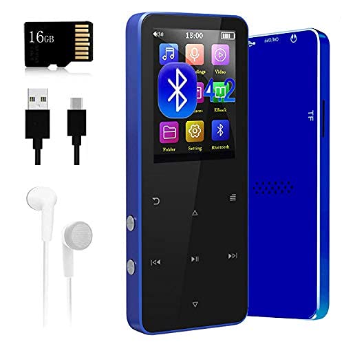  [AUSTRALIA] - 16GB Mp3 Player, Mp3 Player with Bluetooth 5.0,Upgraded Lossless Sound Sport Music Player with FM Radio/Voice Recorde/E-Book/Photo Viewer Blue