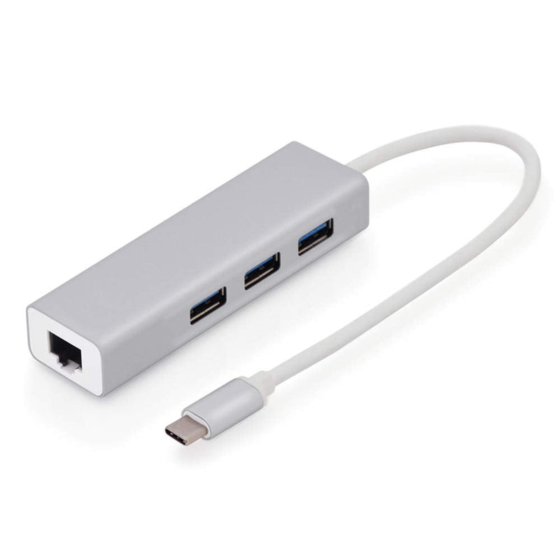  [AUSTRALIA] - MMOBIEL USB-C to Ethernet Adapter RJ45 Compatible with MacBook Air/Pro, iMac, Acer, Lenovo, Asus, HP, Samsung, Huawei and More - USB Type-C - 1000 Mbps 3 USB Multiports Hub 3.0 Ultra Slim - Silver