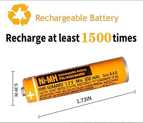 6 Pack HHR-55AAABU NI-MH Rechargeable Battery for Panasonic 1.2V 550mAh AAA Battery for Cordless Phones - LeoForward Australia