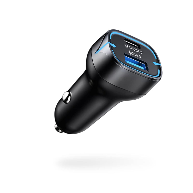  [AUSTRALIA] - Car Charger Adapter, Dual Ports 5A/52W Total PD & QC4.0 USB C Quick Charge, Fast Car Charging Compatible with 12/Pro/Pro Max, 11 Pro, Samsung Galaxy Note 8/S9/S8, Car Accessories… Black2