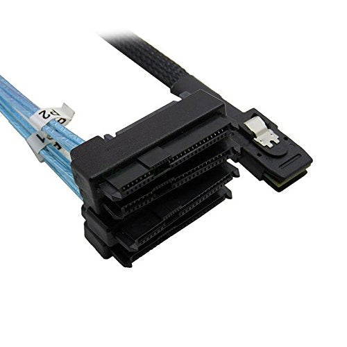 CY 100cm Internal 36 Pin Mini SAS SFF-8087 Host to 4 SFF-8482 Target SAS Hard Disk and SATA Power Cable Blue 100cm - LeoForward Australia