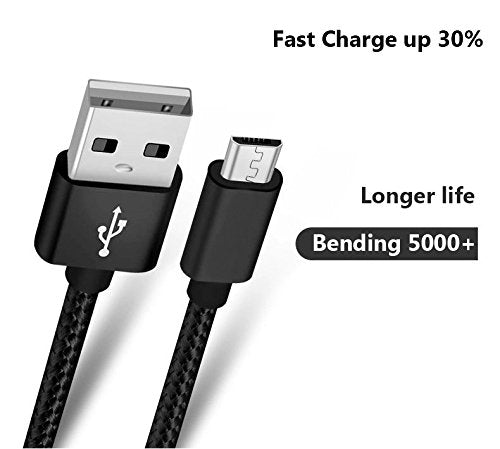 RoFI Micro USB Cable, [2Pack] 1.8M Android Charger, Nylon Braided Micro USB Charger, High Speed USB 2.0 A to Micro B Charging Cord Universal for HTC, S6, Kindle, Android, and More (Black, 6 Feet) Black - LeoForward Australia