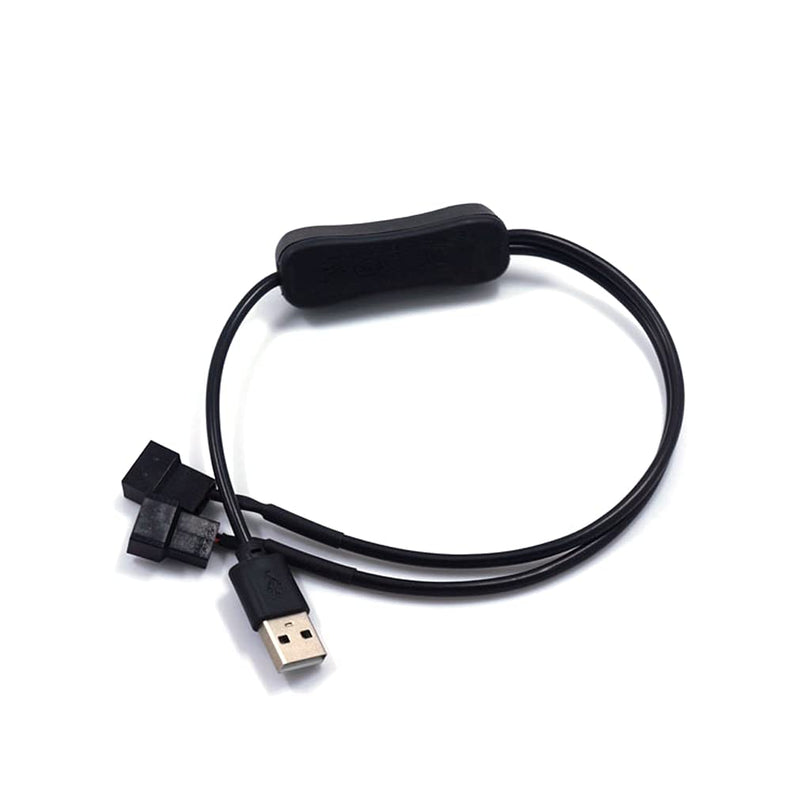  [AUSTRALIA] - USB to Dual 4-Pin PC Fan Sleeved Power Adapter Cable CPU Case Fan Connector PWM 5V Fan Power Adapter Cable with ON/Off Switch (Dual 4-Pin)