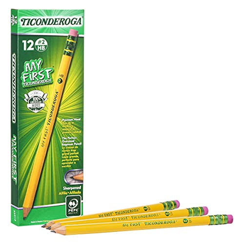  [AUSTRALIA] - TICONDEROGA My First Pencils, Wood-Cased Soft, Pre-Sharpened, 12 Count (X33312) 12 Pack