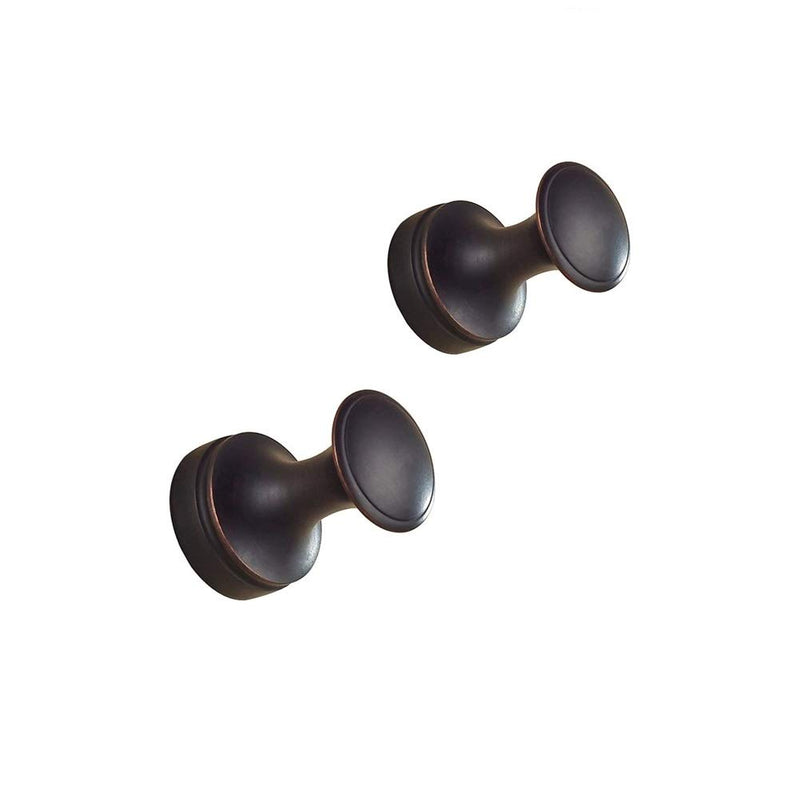 BigBig Home Oil Rubbed Bronze Towel Hooks, Bathrooms Wall Hook Brass Hand Robe Hooks Round Base Coat Hanger 2 Pack 2pcs ORB Finish Coat Hook - LeoForward Australia