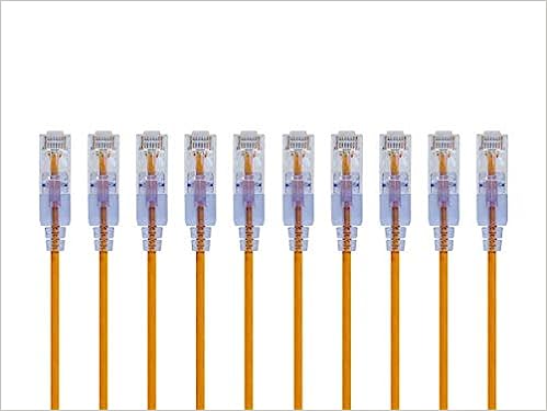  [AUSTRALIA] - Monoprice SlimRun Cat6A Ethernet Patch Cable - Network Internet Cord - RJ45, Stranded, UTP, Pure Bare Copper Wire, 30AWG, 0.5 Feet, Yellow, 10-Pack