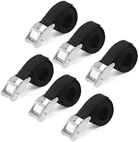  [AUSTRALIA] - Tie Down Strap 6Pk 8Ft 1 Inch 600 Lbs Break Strength Lashing Straps Heavy Duty Cam Lock Buckle Straps for Trucks Cargo Controls Securing Straps Motorcycle/Lawn Equipment/Moving Appliances(Black)