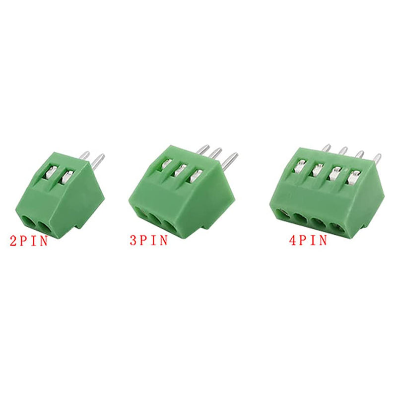  [AUSTRALIA] - Harissess 50 pieces 2.54 mm 0.1 inch pitch PCB mounting screw terminal block connector, 2P 3P 4P terminals terminal 6A for 26-18AWG cable