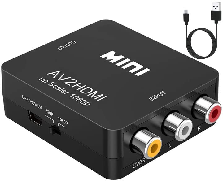  [AUSTRALIA] - ABLEWE RCA to HDMI,AV to HDMI Converter, 1080P Mini RCA Composite CVBS Video Audio Converter Adapter Supporting PAL/NTSC for TV/PC/ PS3/ STB/Xbox VHS/VCR/Blue-Ray DVD Players Black