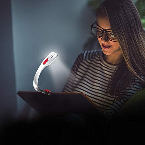  [AUSTRALIA] - Energizer Clip on Book Light for Reading in Bed, LED Reading Light for Books and Kindles, 25 Hour Run Time, Kindle & Book Reading Lamp (Batteries Included) , White White: Battery-powered