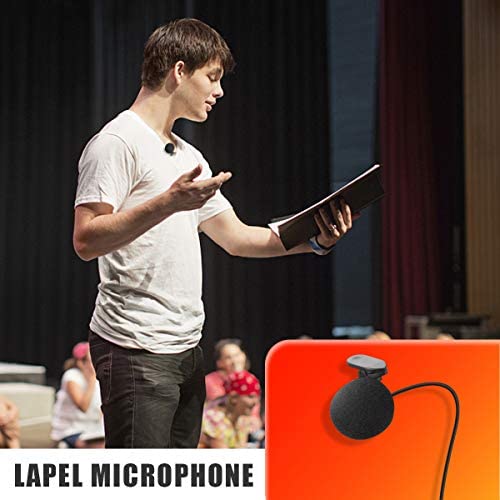  [AUSTRALIA] - HOTEC UHF Wireless Headset Microphone/Lavalier Lapel Mic with Bodypack Transmitter and Mini Rechargeable Receiver 1/4" Output for Vlogging or Speech silver