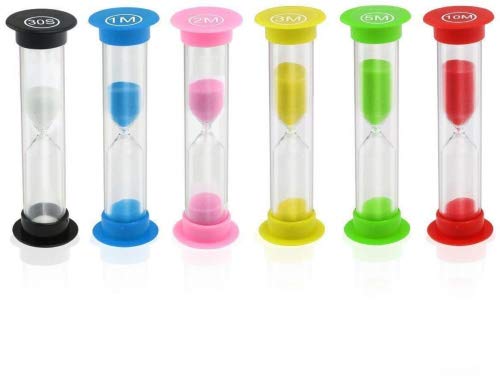 Sand Timer - Multicolor Sandglass Hourglass Sand Clock Timer 30sec / 1min / 2mins / 3mins / 5mins / 10mins (6pcs) By Sunrise Crystal - LeoForward Australia