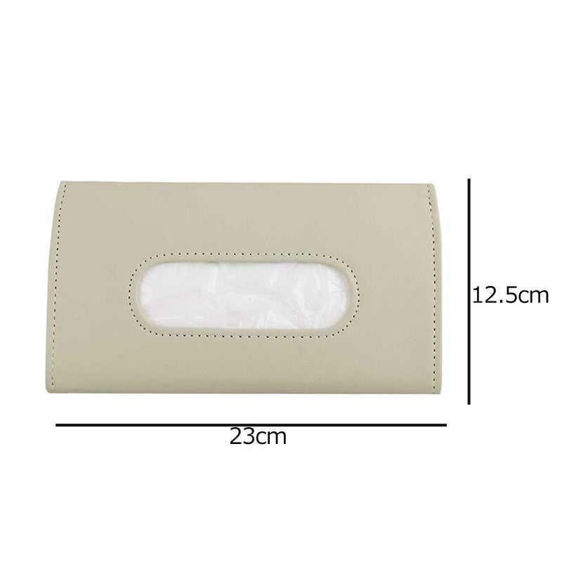  [AUSTRALIA] - idain Car Tissue Holder Sun Visor Premium PU Leather Tissue Case Hanging Paper Organizer(Beige)