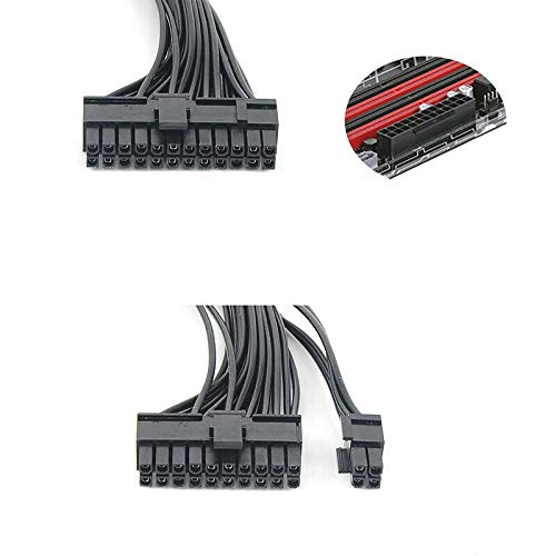  [AUSTRALIA] - YOVECATHOU 24 Pin 20+4 Dual Multiple PSU Power Supply Cable Splitter Adapter for ATX Motherboard Extension Kit 18AWG 1 Feet Black