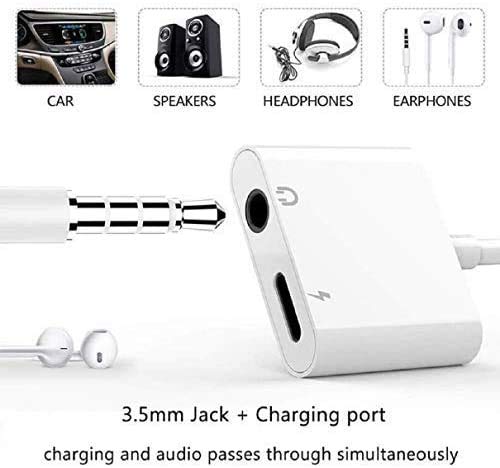  [AUSTRALIA] - [Apple MFi Certified] 2 Pack Headphone Adapter for iPhone, iPhone Adapter for Headphone Jack and Charger 2 in 1 Lightning to 3.5mm AUX Audio + Charger Splitter for iPhone 14/13/12/11/XS/XR/X 8 7/iPad 3.5mm Audio + Lightning Charge