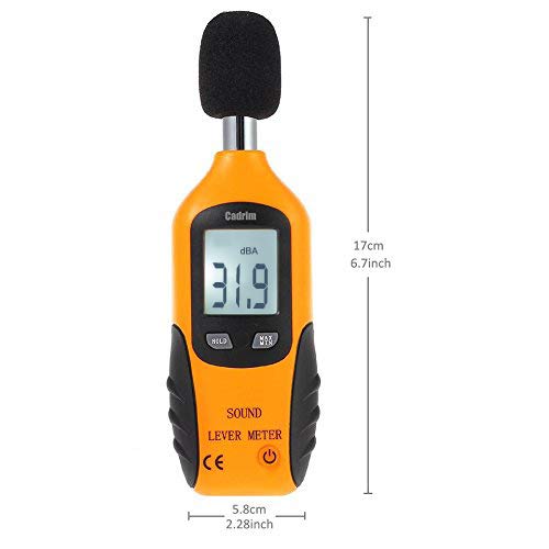  [AUSTRALIA] - Cadrim Digital Sound Level Meter, Portable Sound Level Meter 30dB to 130dB Decibel Meter with LCD Display Can Be Used for Factories and Streets