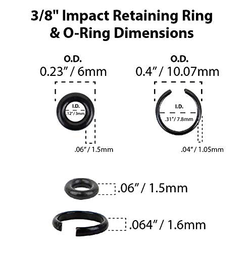  [AUSTRALIA] - TOOLGUY REPUBLIC 3/8" Impact Retaining Ring Clip with O-Ring fits Milwaukee Type Wrenches - 3 Sets