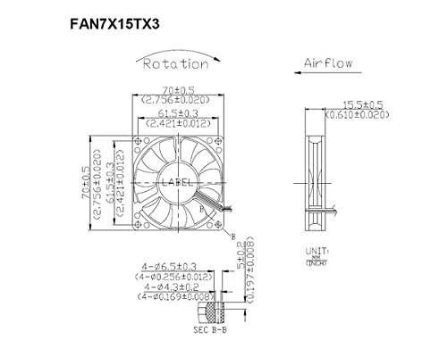  [AUSTRALIA] - StarTech.com 70x15mm Replacement Ball Bearing Computer Case Fan w/ TX3 Connector - 3 pin case Fan - TX3 Fan - 70mm Fan (FAN7X15TX3), Black