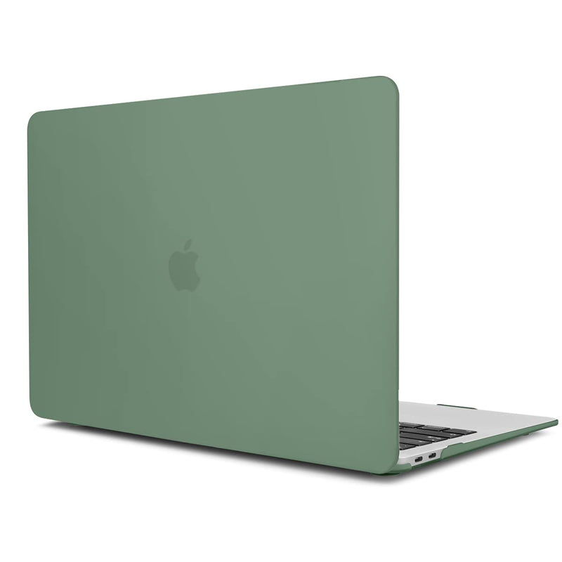  [AUSTRALIA] - DONGKE for MacBook Air 13 inch Case 2021 2020 2019 2018 Release A2337 M1 A2179 A1932, Plastic Hard Shell Case & Keyboard Cover Only Compatible with MacBook Air 13 inch Retina Fits Touch ID, Green Midnight Green 2