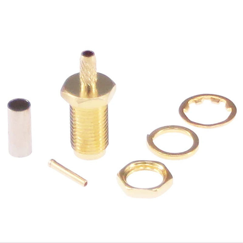  [AUSTRALIA] - RFaha 15sets SMA Female Bulkhead Crimp Connector Gold-Plated Straight for RG316 RG174 Cable(F54-15)