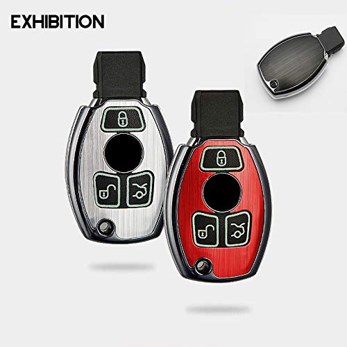 ontto 2 Buttons Key Cover Shell with Keyring Fit for Mercedes Benz C E S M CLS CLK G Class Keyless Silver A(2 buttons) - LeoForward Australia