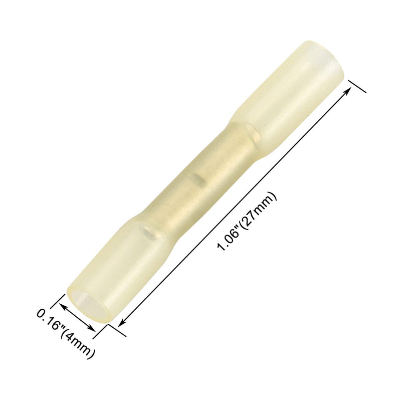 Baomain Yellow Heat Shrink Butt Wire Crimp Connectors Electrical Terminals AWG 26-22 100 Pack - LeoForward Australia