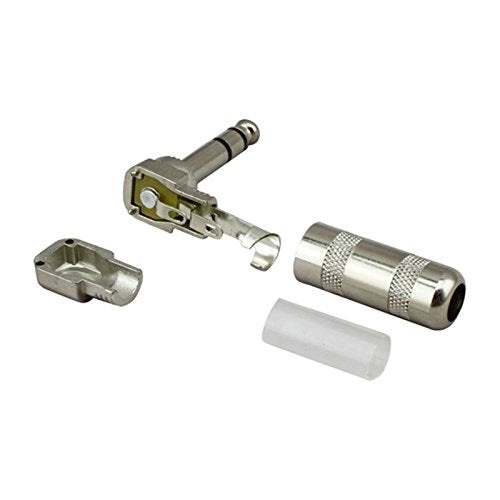  [AUSTRALIA] - 2Pack 6.35 mm (1/4") HUASEN Male Right Angle TRS Stereo Audio Plug for Guitar Cable Solder Connector Not Adapter Need Soldering 1/4 TRS Plug 2PCS