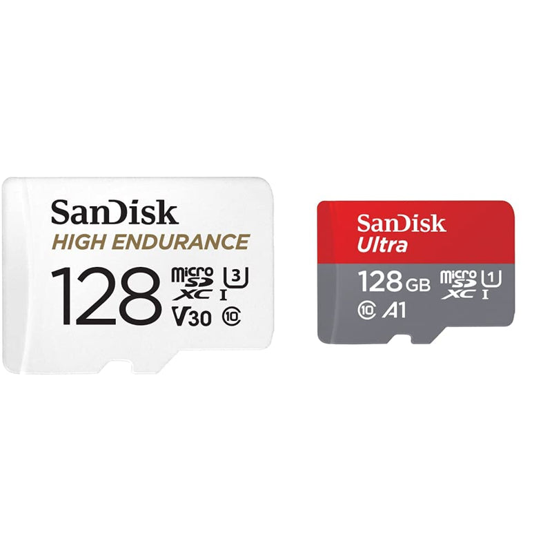  [AUSTRALIA] - SanDisk 128GB High Endurance Video MicroSDXC Card with Adapter for Dash Cam and Home Monitoring Systems & 128GB Ultra microSDXC UHS-I Memory Card with Adapter 128 GB Card Only + 128GB Ultra microSDXC