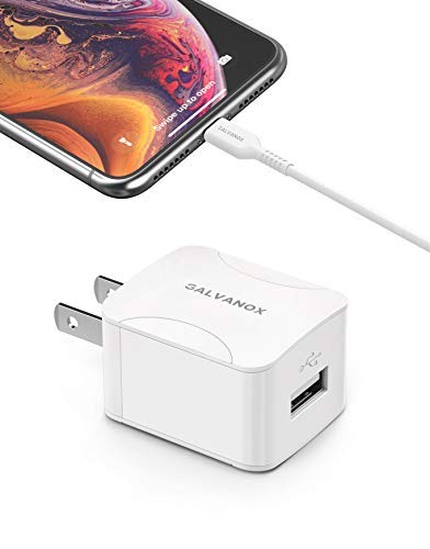  [AUSTRALIA] - Galvanox iPhone Charger with Wall Plug (10W Single Port) MFi Apple Certified Lightning to USB Cable Charging Cord and Outlet Power Adapter for iPhone 7/8 Plus/X/XR/Xs/11/12/13/14 Plus/14 Pro Max