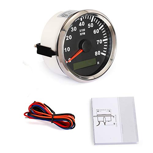  [AUSTRALIA] - ELING Engine Tachometer RPM Gauge REV Counter with Hourmeter 8000RPM 85mm with Backlight