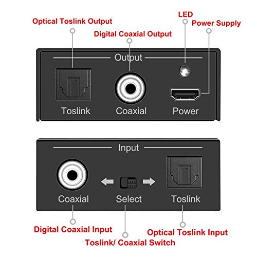  [AUSTRALIA] - Optical to Coaxial or Coax to Optical Digital Audio Converter Adapter, Bi-Directional Digital Coaxial to/from SPDIF Optical (Toslink) Audio Signal Converter/Repeater