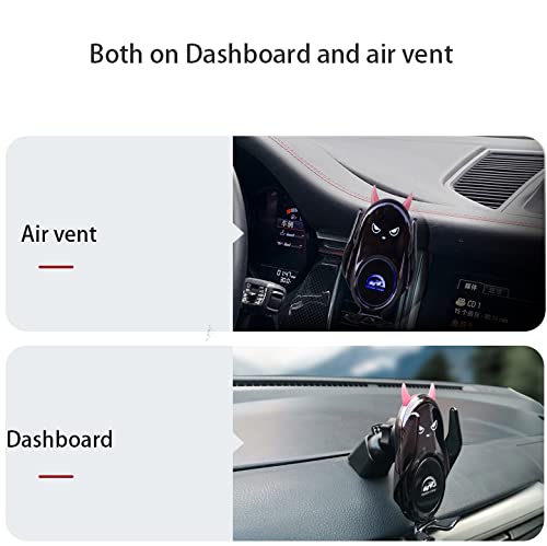  [AUSTRALIA] - Peanutech Wireless Car Charger Mount, Auto Clamping 15W Fast Charging, Cute Demon Design Compatible with iPhone 13/ 13Pro/12/12Pro/SE/11/11Pro/XSMax/XS/XR/X/8,Samsung S20/ S10/S9/S8/Note20/ Note10/9