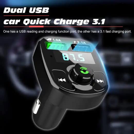  [AUSTRALIA] - Wireless Car Kit Bluetooth Adapter FM Transmitter MP3 Player — Dual USB Charging Port, Call Button, LED Display, Micro SD Card — Music, Radio, Stereo, Calling, Smart Phone, Vehicle Accessory
