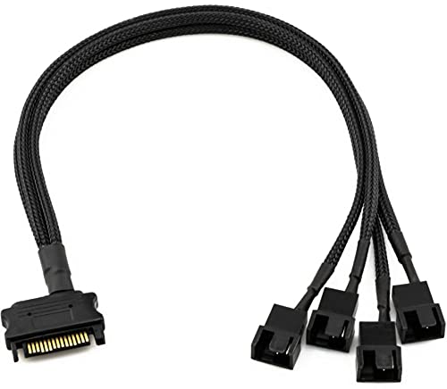  [AUSTRALIA] - ModTek 4-Pin Molex to 4 x 3-Pin Fan Connector Cable (Power 4 Fans from 1 Molex Connection!) (SATA to 4 x 4-Pin PWM Sleeved Fan Power Adapter Cable) SATA to 4 x 4-Pin PWM Sleeved Fan Power Adapter Cable